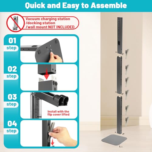 Kukikan Vacuum Stand Holder for Gen5 V8 V15 V12 V11 V10 V7 V6, Metal Floor Docking Station with Built-in Cord Management