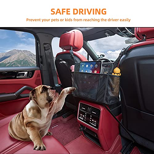 WLLWOO Car Net Pocket Organizer Purse Holder Console Front Seat Storage | Multi Pocket Car Seat Organize Bag Handbag Holder Between Seats Back Barrier