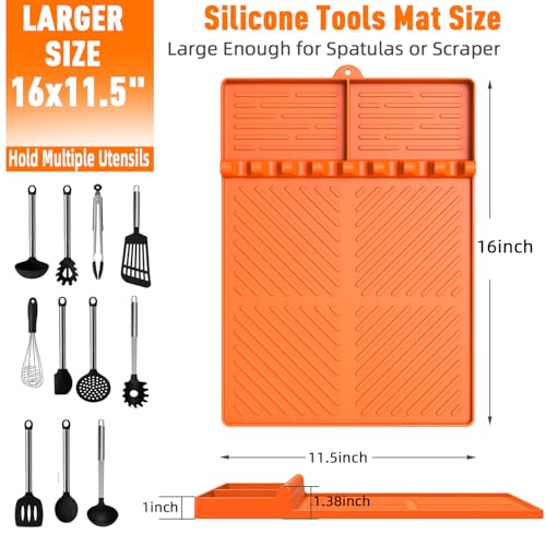 Silicone Grill Mat Compatible with Blackstone, BBQ Griddle Tool | Heat Resistant Silicone Spatula Rest, Protects Countertops for BBQ Griddles, Outdoor Kitchens and Cooking, Gifts for Men