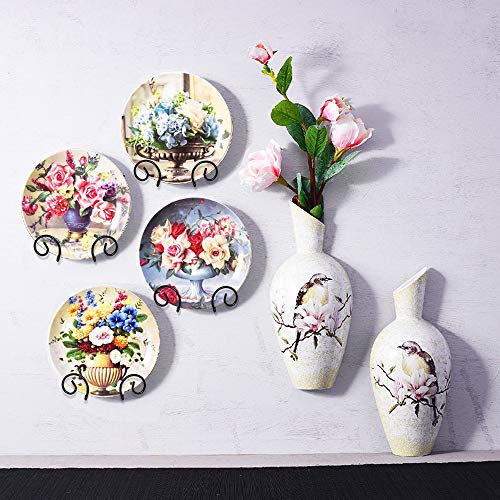 MOCOUM 4 Pack Wall Mount Plate Display Stands, Medium Wall Easel Holder Plate Hanger Vertical Plate Stand Holders, Wall Display Picture Frame Stand for Decorative Plates, Arts (Circle, 6 inch)