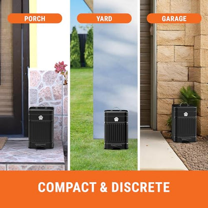 Pupzle Dog Poop Trash Can Outside, 1.3 Gal Outdoor Dog Poop Trash Can | Metal, Waste Container with Pedal, Garbage Poop Bin, Poo Bucket Outdoor with Lid for Backyard Odor Control, 30 Bags