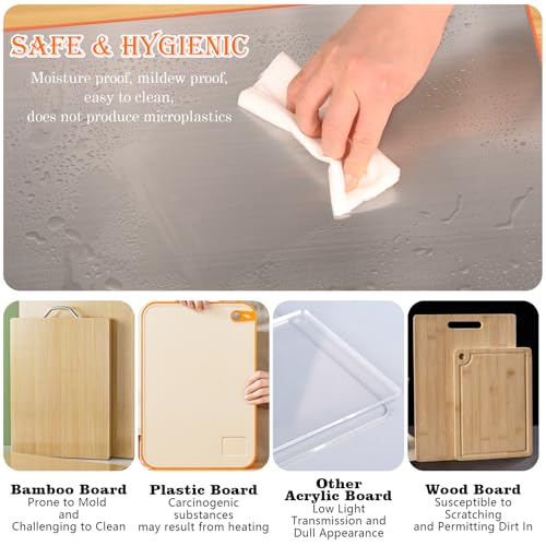 Large Stainless Steel Cutting Boards for Kitchen, Cutting Board with Counter Lip, Cutting Board with Silicone Mat for Meat, Fruits, Vegetables, Bread (15.7 x 11.8 Inch)