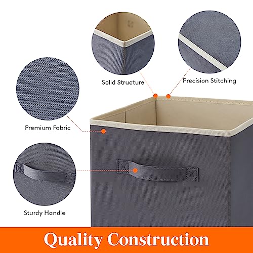 Lifewit Storage Cubes, 11 Inch Organizer Bins, 18L Gray, 12 Packs | Foldable Decorative Fabric Storage Baskets for Organizing Home Organizers with Handles for Shelves, Closet