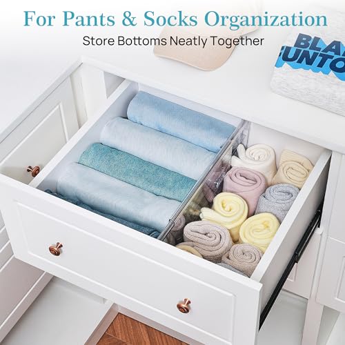 Vtopmart 8 Pack 6" Tall Upgrade Drawer Dividers for Big and Deep Drawer, 12.8"-22.3" Adjustable Expandable Dresser Drawer Organizer, Clear Plastic Separators for Dresser, Baby Supplies, Kitchenware