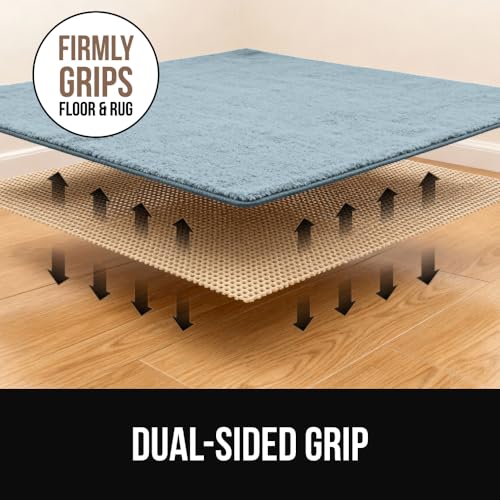 GORILLA GRIP® Premium Dual Sided Thick 5x7 Rug Gripper Pad for Hardwood Floors, Breathable Slip Resistant Pad Grips Under Carpet Area Rugs for Hard Surface Floor Protection, Easy Trim Mats, Beige