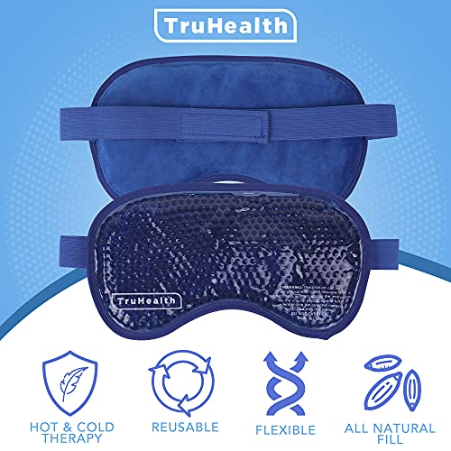 Gel Bead Hot and Cold Eye Masks - FSA HSA Approved Reusable Gel Bead Ice Pack Provides Ice and Heat Pain Relief for Head, Puffy Eyes, Beauty, Relaxing, and Sleep (Navy Blue)
