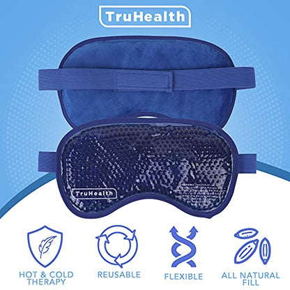 Gel Bead Hot and Cold Eye Masks - FSA HSA Approved Reusable Gel Bead Ice Pack Provides Ice and Heat Pain Relief for Head, Puffy Eyes, Beauty, Relaxing, and Sleep (Navy Blue)