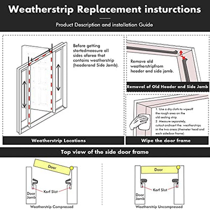 BBTO Weather Stripping Door Seal Exterior Weather Strip for Window V-Shaped Foam Kerf Garage Door Gap Blocker Soundproof Home Improvement Easy to Install(26 Feet,Black)