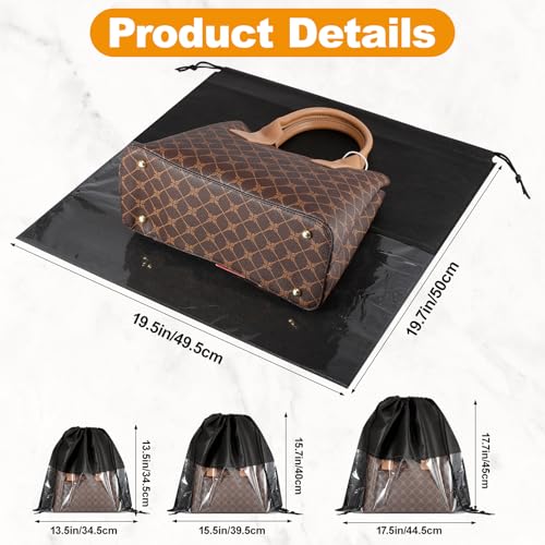 12 PCS Dust Bags for Handbags,Dustproof Drawstring... (12 Count | Black)