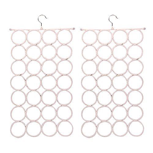 Tosnail Pack of 2 Scarf Hanger Holder Organizer Space Saver for Tie, Belt, Scarves, Socks - White