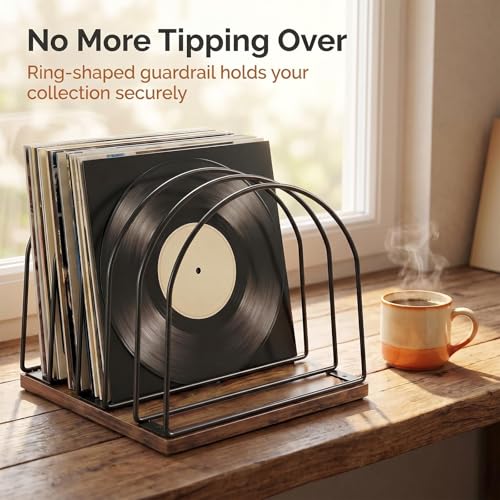 Wooden Vinyl Record Storage Holder | Record Stand Organizer for Vinyl Records & LPs, Magazine Holder, CD Storage, DVD Storage, CD Holder, Album Organizer Shelf