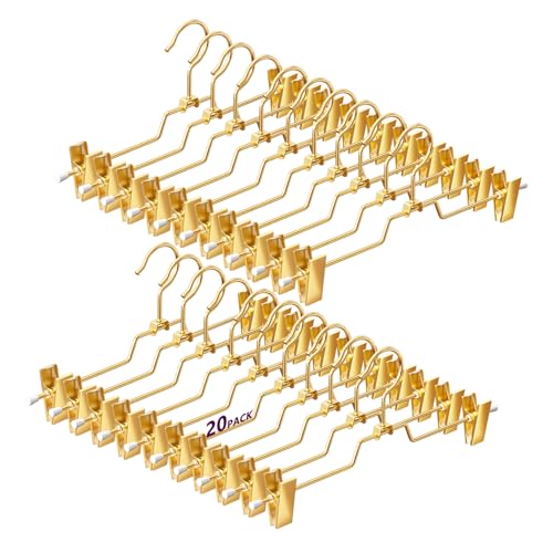 20Pack Metal Pants Hangers with 360° Swivel Cost H... (20 Count | Gold | Metal)