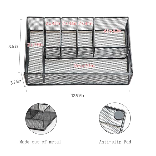 Paper Plate Organizer for Countertop, Metal Silverware Caddy for Cup, Napkin, Fork, Spoon, Paper Plate and Utensil Holder, Cutlery Caddy for Party, Camping, Picnic (Black)