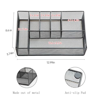 Paper Plate Organizer for Countertop, Metal Silverware Caddy for Cup, Napkin, Fork, Spoon, Paper Plate and Utensil Holder, Cutlery Caddy for Party, Camping, Picnic (Black)
