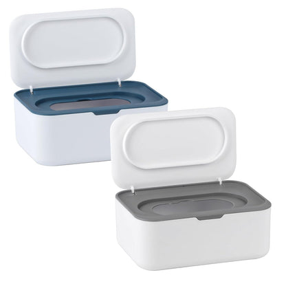 2Pcs Baby Wipes Dispenser,Wipe Holder Wipes Box for Baby & Adult(Gray/Blue) | Keeps Wet Tissue Fresh,Easy Pull Wipes Pouch Case,flushable wipes dispenser,baby wipe holder for baby wipe container