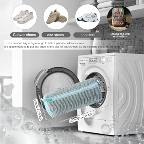 Shoe Washing Machine Bag, Laundry Shoe Bag for Washer and Dryer, Reusable Zipper Plush Sneaker Washing Machine Bag for Shoes, Gym,Tennis Shoes, Sports Delicate Gray 2pc