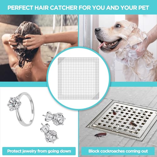 25 Pack Disposable Shower Drain Hair Catcher Mesh Stickers - Peel & Stick Drain Strainers to Prevent Clogs, Strong Waterproof Adhesive, Mess-Free Disposable Drain Covers for Shower, 6 inch, Square