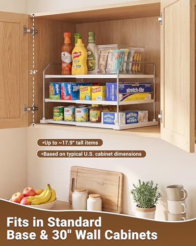 EVERIE Extendable 3-Tier Kitchen Cabinet & Pantry Organizer for Plastic Wrap, Foil & Storage Bags, Adjustable Heavy Duty Shelf Rack for Wrap Boxes, Jars & Snack Boxes (11–16.7 in Wide), Pack of 1