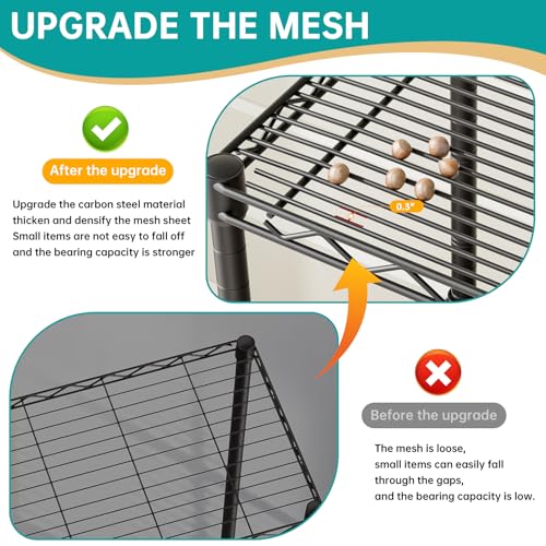 Metal Shelves Wire Shelving Storage Standing Adjustable Shelf Unit | 5 Tier Mesh Units Shelf for Kitchen Laundry Bathroom Closet Organizers Pantry Narrow Home Rack 10" D x 16" W x 55" H Black