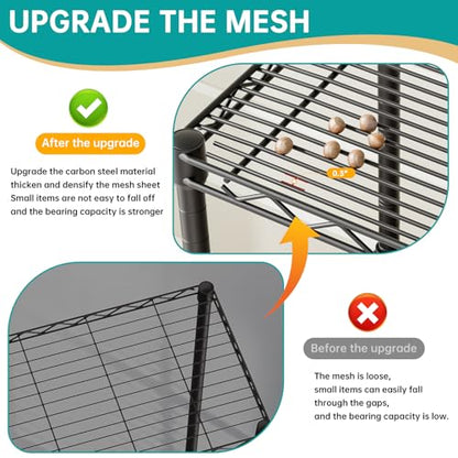 Metal Shelves Wire Shelving Storage Standing Adjustable Shelf Unit | 5 Tier Mesh Units Shelf for Kitchen Laundry Bathroom Closet Organizers Pantry Narrow Home Rack 10" D x 16" W x 55" H Black