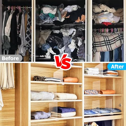LoveBB 12 Pack Shelf Dividers for Closet Organizers and Storage, Clear Vertical Shelf Closet Separators for Sweater, Shirts, Clothes, Handbags