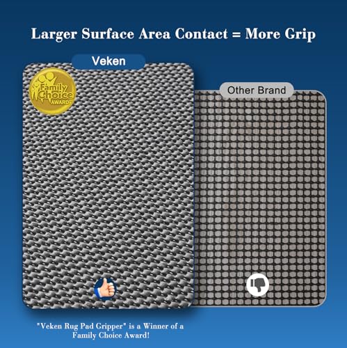 Veken 5x7 Ft Rug Pad Gripper for Hardwood Floors, Non Slip Dark Grey Rug Pads for Area Rugs, Thick Rug Grippers for Tile Floors, Under Carpet Anti Skid Mat, Keep Your Rugs Safe and in Place