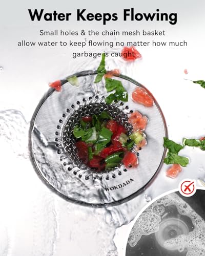 Reversible Kitchen Sink Drain Strainer, Anti-Clog Flat Edge Design | Anti-Slip Fit, Fast Drainage, Easy Flip Cleaning, Standard Sink Fit, Large Capacity, 304 Stainless Steel, Patented Design