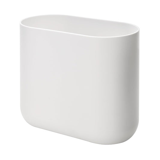 iDesign Small Slim Plastic Bathroom Trash Can, White | Bedroom, Office, Desk, Dorm
