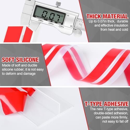 Door Draft Stopper for Side of Door Frame 1.97 in x 20 Ft T-Shaped Silicone Weather Stripping Door Seal Strip Draft Blocker - Clear