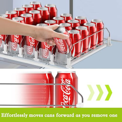 IBORING Drink Organizer for Fridge,Holds up to 25 Cans | Self Pushing Fridge Drink Organizer,Automatic Drink Dispenser for Fridge,Idea for fridge organizers and storage