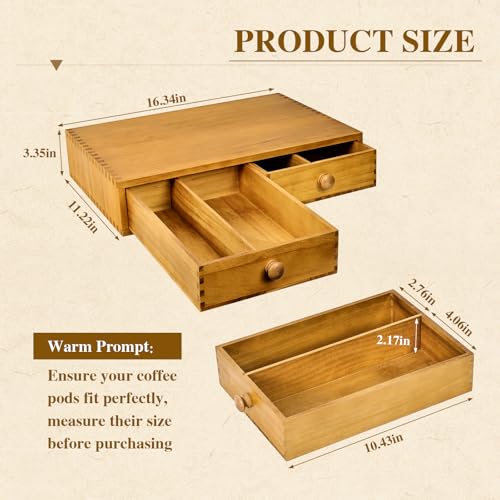 NANXITU K Cup Storage Organizer, Wood Coffee Pod and Tea Bag Holder | Kcup Drawer Coffee Maker Stand, Home Kitchen Counter Holds Up to 30 Pods Capacity