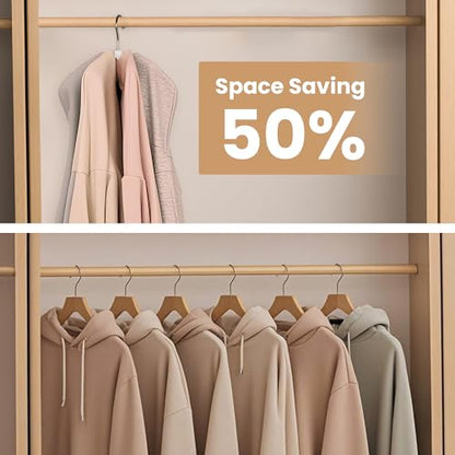 2-Pack 360° Swivel Hoodie Hangers with 6 Cedar Balls, Closet Organizer for Bra, Scarves, Belts, Purse & Accessories Storage