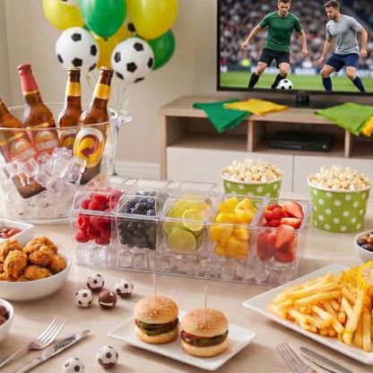 Lifewit Chilled Condiment Caddy with 5 Individual Lids, Ice Garnish Tray