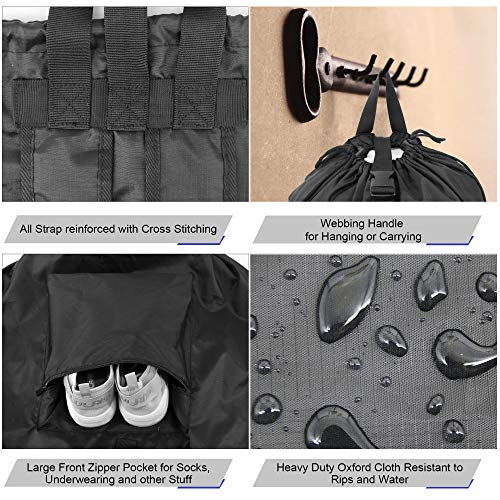 BeeGreen Laundry Bag Backpack w Adjustable Shoulder Straps College Dorm Essentials w Drawstring Closure for Travel Camp Heavy Duty Laundry Hamper Backpack Portable w Handle Xlarge Black
