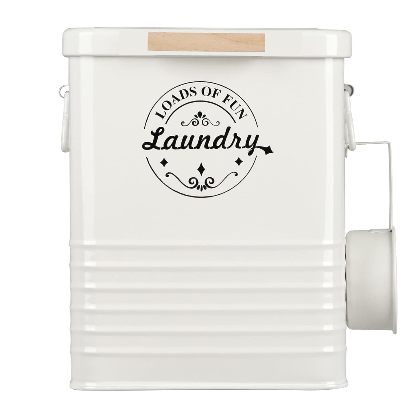 Laundry Detergent Powder Container Dispenser Holder for Laundry Room Organization. Metal Laundry Soap Dispenser with Scoop and Lid. Modern Farmhouse Laundry Room Decor and Accessories (Cream)