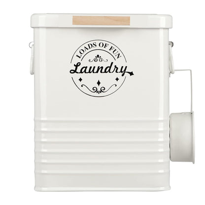 Laundry Detergent Powder Container Dispenser Holder for Laundry Room Organization. Metal Laundry Soap Dispenser with Scoop and Lid. Modern Farmhouse Laundry Room Decor and Accessories (Cream)