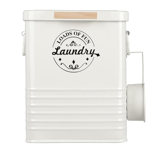 Laundry Detergent Powder Container Dispenser Holder for Laundry Room Organization. Metal Laundry Soap Dispenser with Scoop and Lid. Modern Farmhouse Laundry Room Decor and Accessories (Cream)