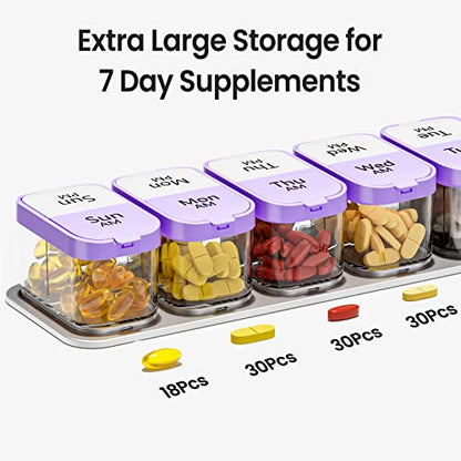 Daviky Large Pill Organizer 7 Day, Weekly XL Pill Box 2 Times a Day, Extra Big Medicine Case AM PM for Vitamins, Supplements and Medication