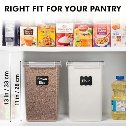 2 PC [7 Qt / 6.5L / 220 Oz] Large Food Storage Containers with Lids Airtight - BPA Free Clear Plastic Kitchen and Pantry Storage Containers for Cereal, Flour, Sugar, Rice