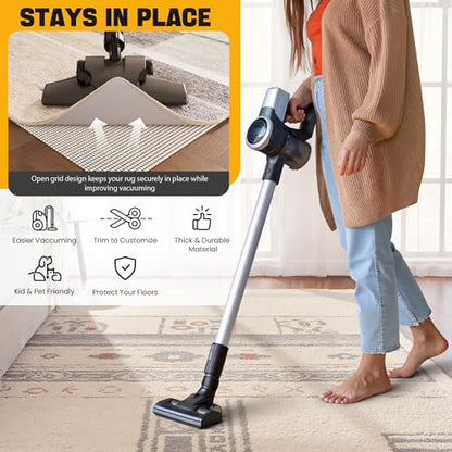 Jorvila Non-Slip Rug Pad Gripper 8x10 Feet, Anti Skid Mat for Under Area Rugs, Keeps Rugs in Position and Safe, Thick Cushioned Carpet Pad for Hardwood Floors Protection