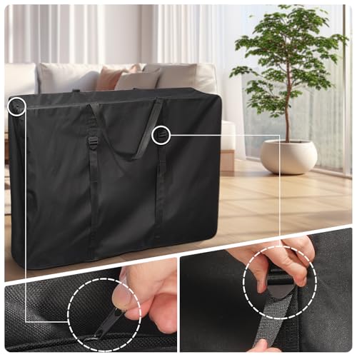 Uranshin Large Outside Zero Gravity Chair Cover with Zippers & Handles | Portable Folding Chair Storage Bag with adjustable straps, 600D Lounge Chair Carrying Bags 43" L x 11" W x 29" H, Black, 2PCS