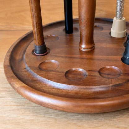 Asterom Cane Stand - Wooden Holder for Walking Sticks, Canes (Caramel)