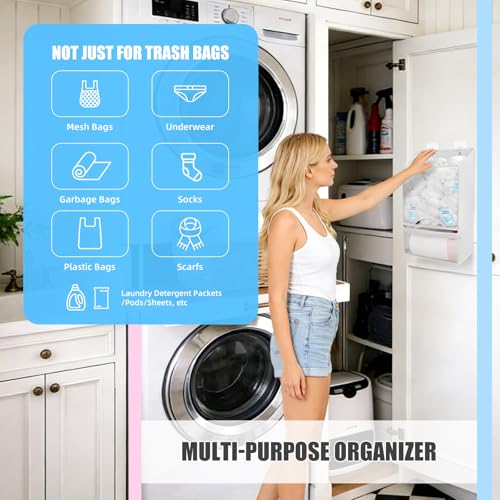 Plastic Bag Holder-Extra Large Bag Saver Dispenser Wall Mount Organizer Grocery Trash Roll Bag Holder Dispenser-Daily Storage Solution for Kitchen/Bathroom/Laundry/in-Home Recycling Bins