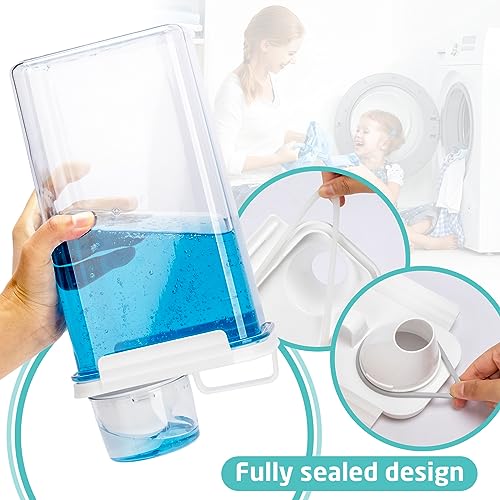 Provoue Laundry Detergent Dispenser-2 Pack, 37 oz Detergent Dispenser with 4 Removable Labels, Laundry Soap Dispenser for Laundry Room Organization and Storage, BPA Free & PET Plastic Clear