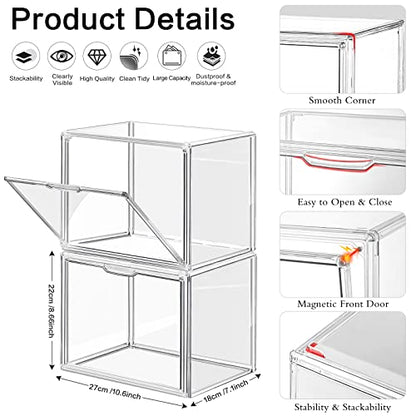 4 Packs Clear Plastic Handbag Storage Organizer for Closet Small | Acrylic Display Box for Handbag, Stackable Storage Boxes Bag Organizer with Magnetic Door for Purse Clutch Wallet Book