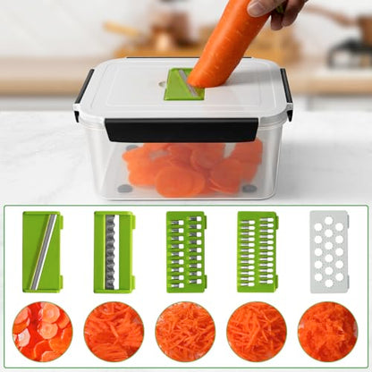 5 PCS Large Fruit storage Containers for Fridge with Colanders and Choppers