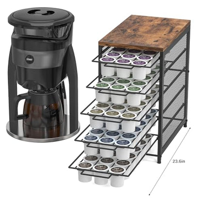 Coffee Pod Holder for K Cups, 5 Tier K Cup Drawer, 90 Pod Pack | Coffee Pod Drawer for Counter,90 Capacity Pods Storage,with Sliding Baskets,for Home Office Coffee Station
