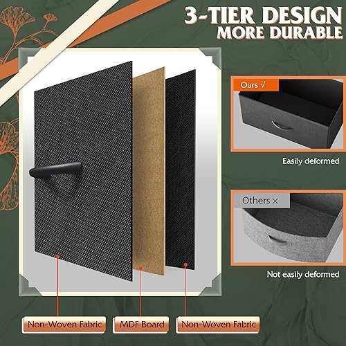 WLIVE 12 Drawer Tall Black Fabric Dresser Bedroom Storage Chestl | Black tall 12-drawer fabric dresser with wood top, modern storage tower for bedroom home office closet living room