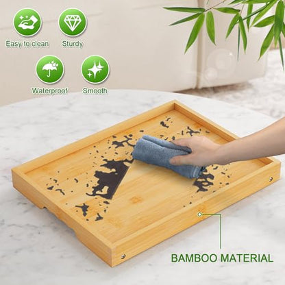 Bamboo Bed Tray Table with Folding Legs, Medium, Bamboo | Bamboo bed tray with folding legs, handles and raised edges for meals, laptops, reading and serving in bed or on a sofa.