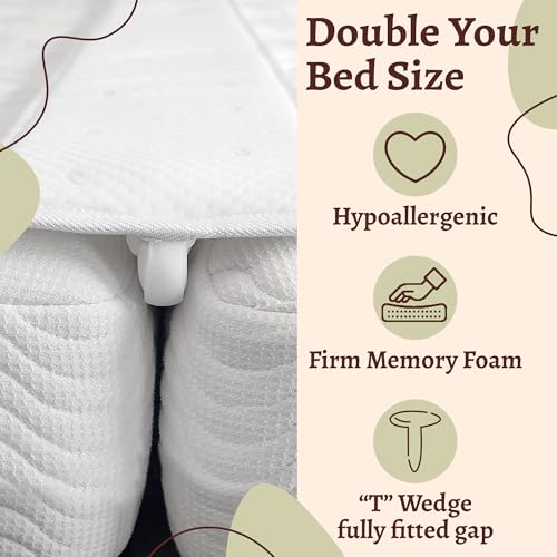 Greaton, 80” Bed Bridge Pad | Twin XL to King Mattress Converter Kit | Gap Filler for Adjustable Mattresses | Good for Guests Stay Overs & Family Room, White